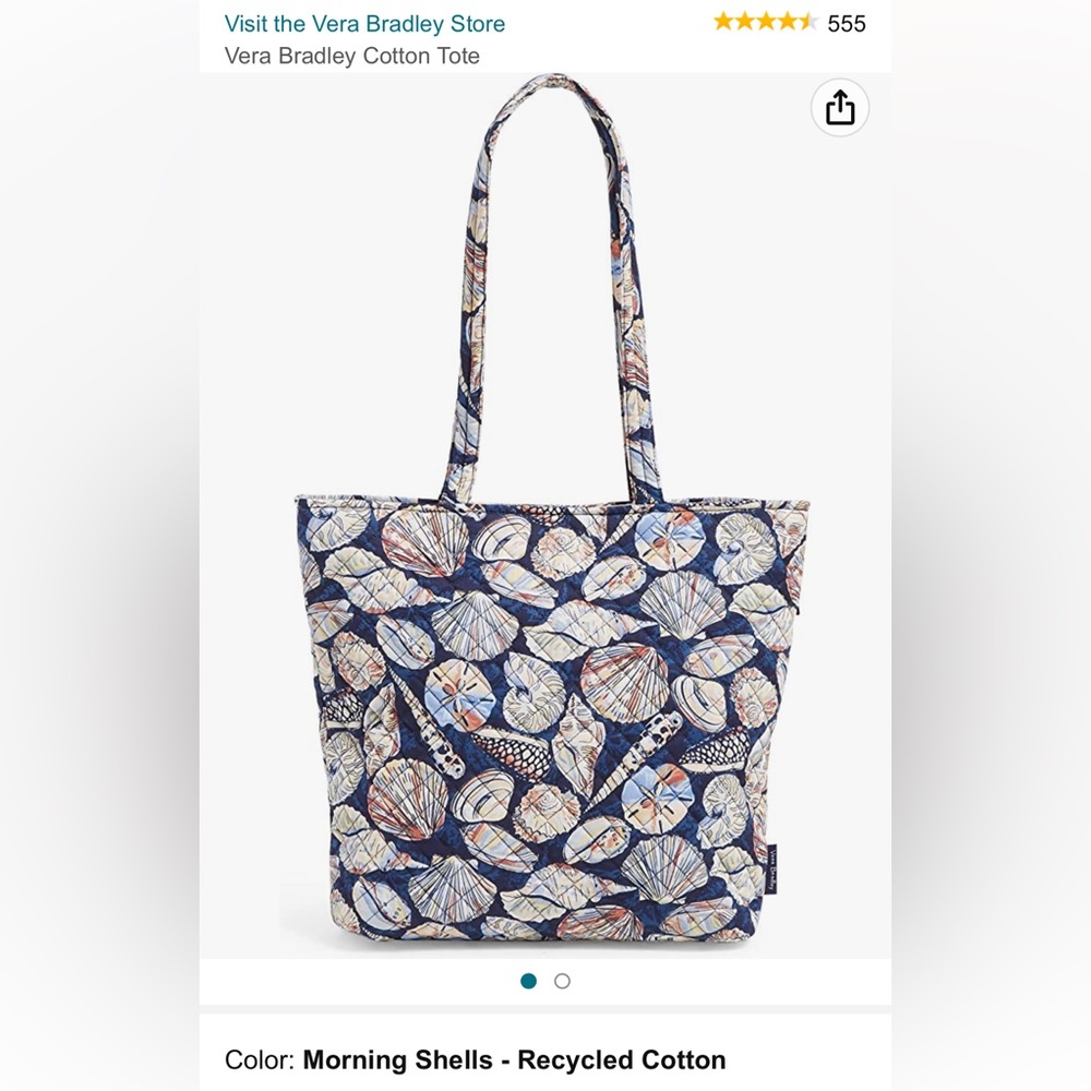 Vera Bradley Cotton Tote- morning shells